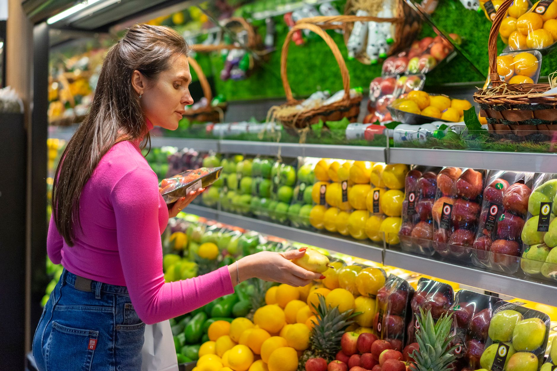 Empty checkout lanes and conveyor belts at the front end of a supermarket before opening