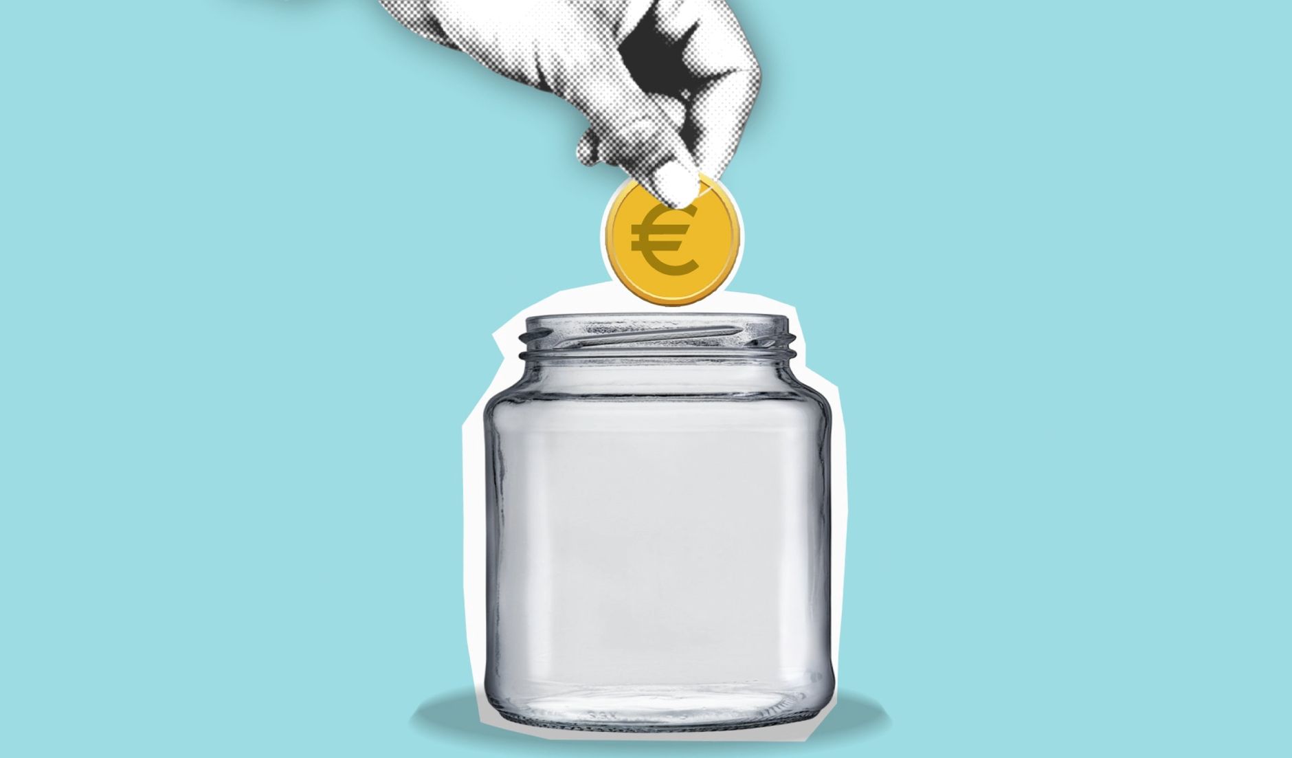 Coin dropping into a jar that represents planned savings