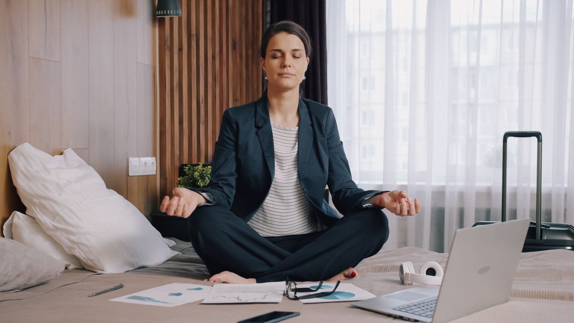Professional resting in a quiet room after work.